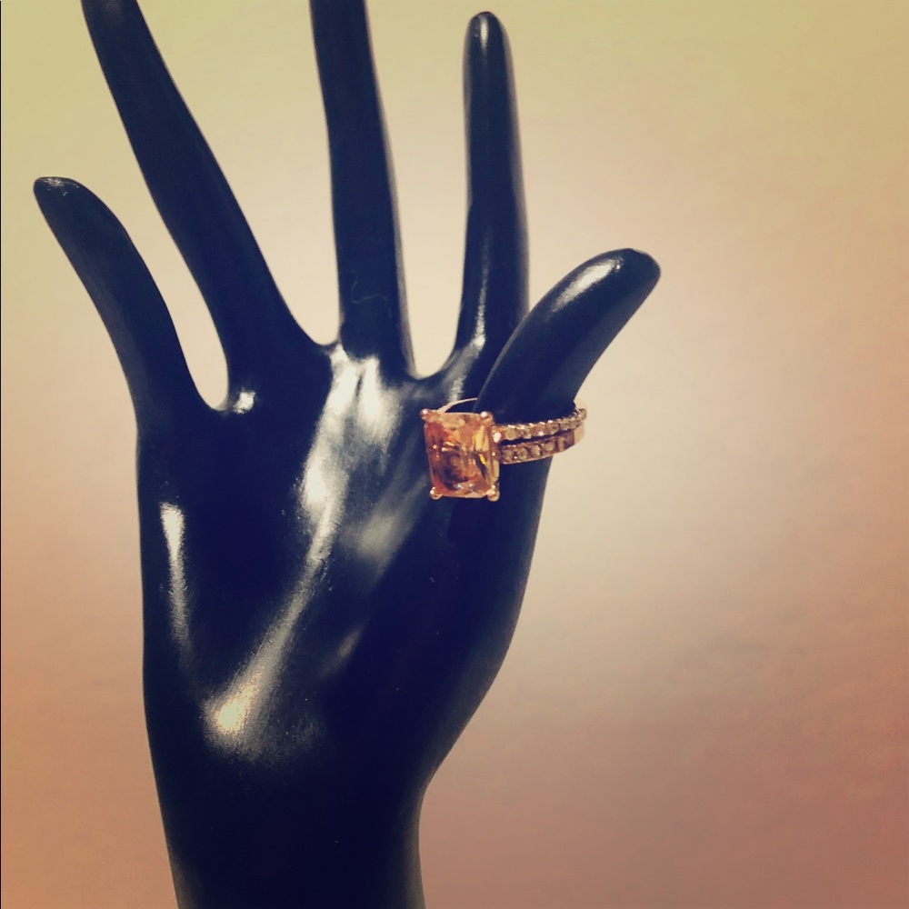 Rose gold solitaire fashion ring set
